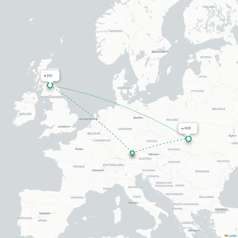EDI - RZE route map
