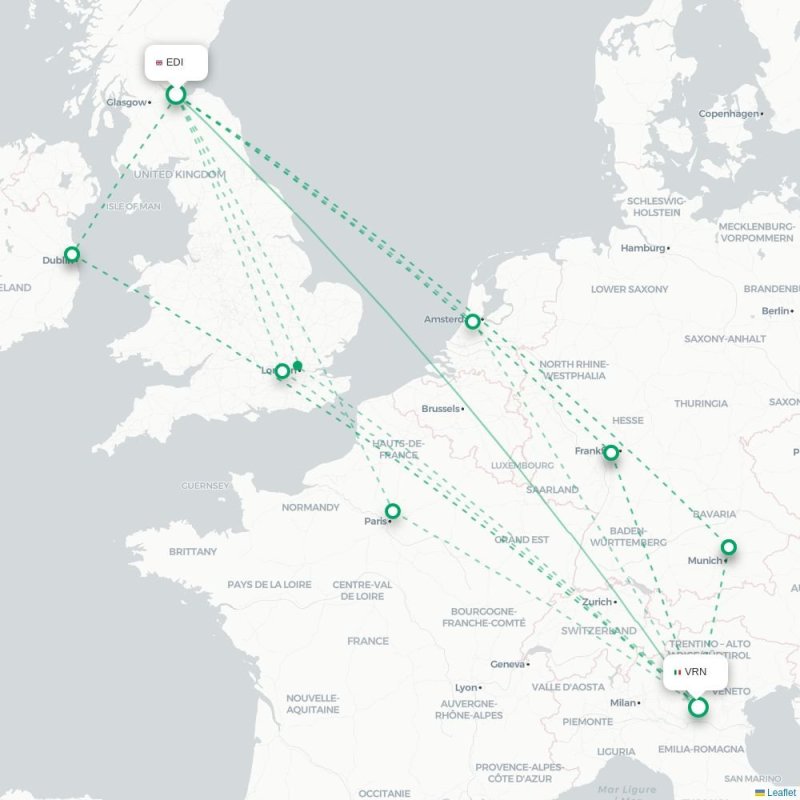 EDI - VRN route map