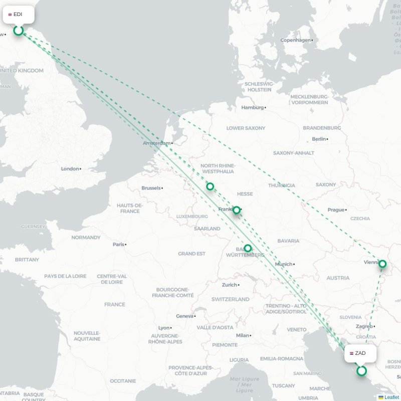 EDI - ZAD route map