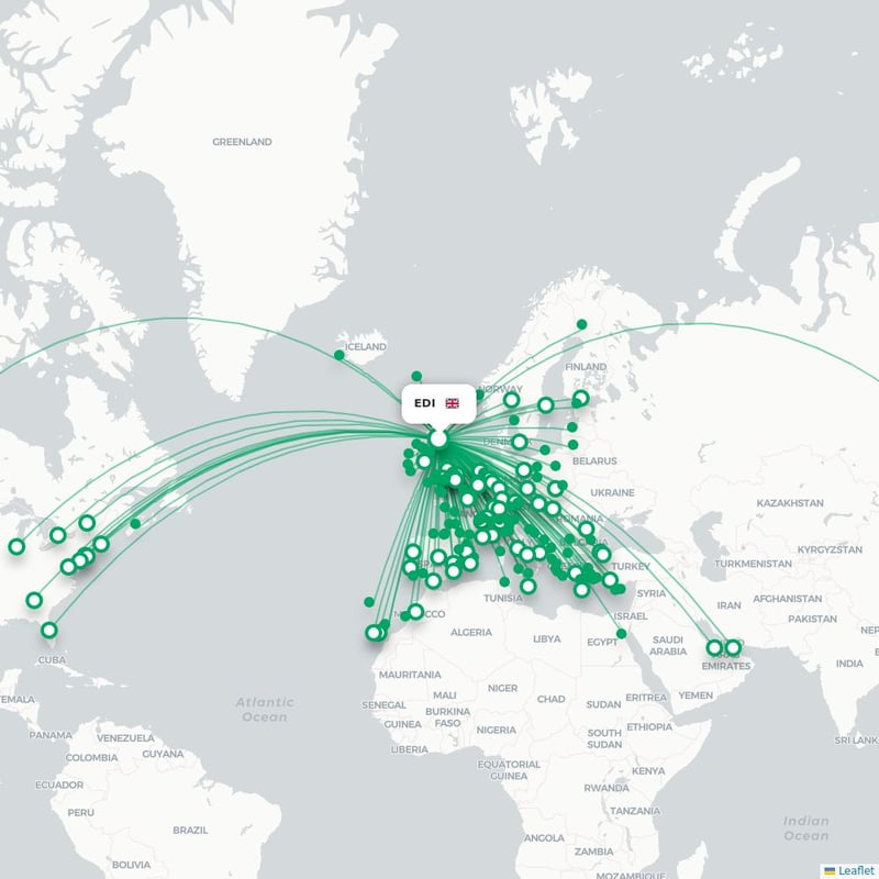 Route map Edinburgh  EDI 