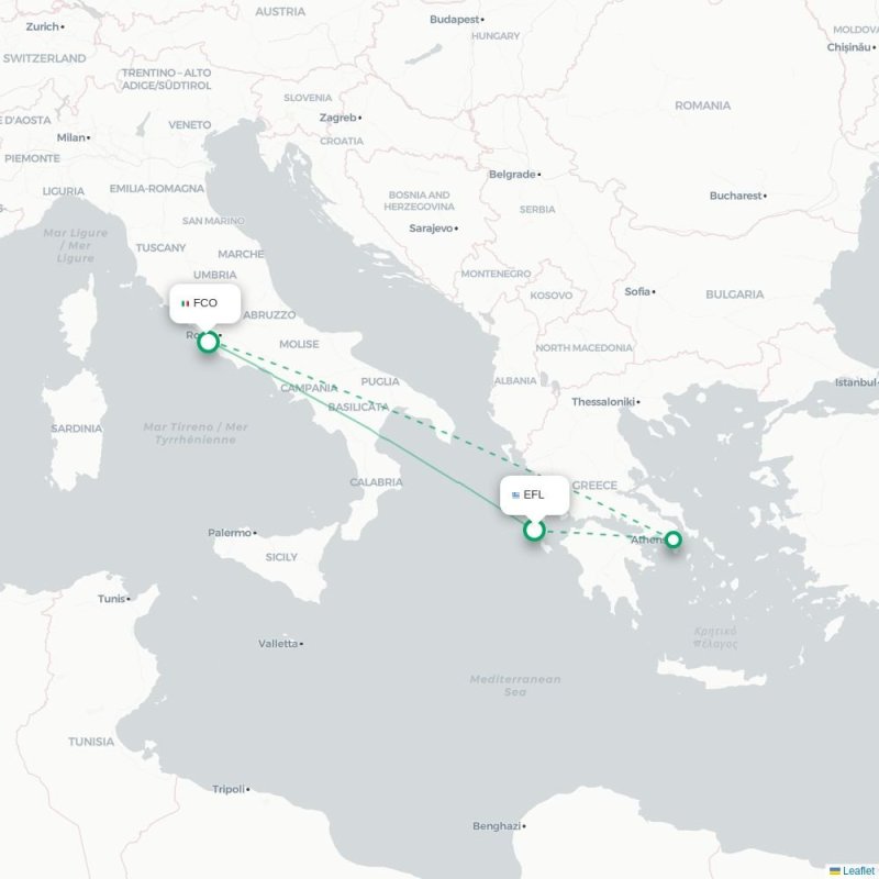 EFL - FCO route map