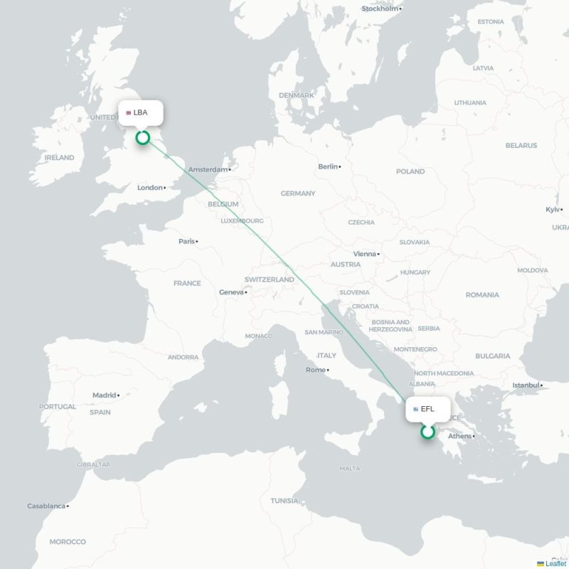EFL - LBA route map
