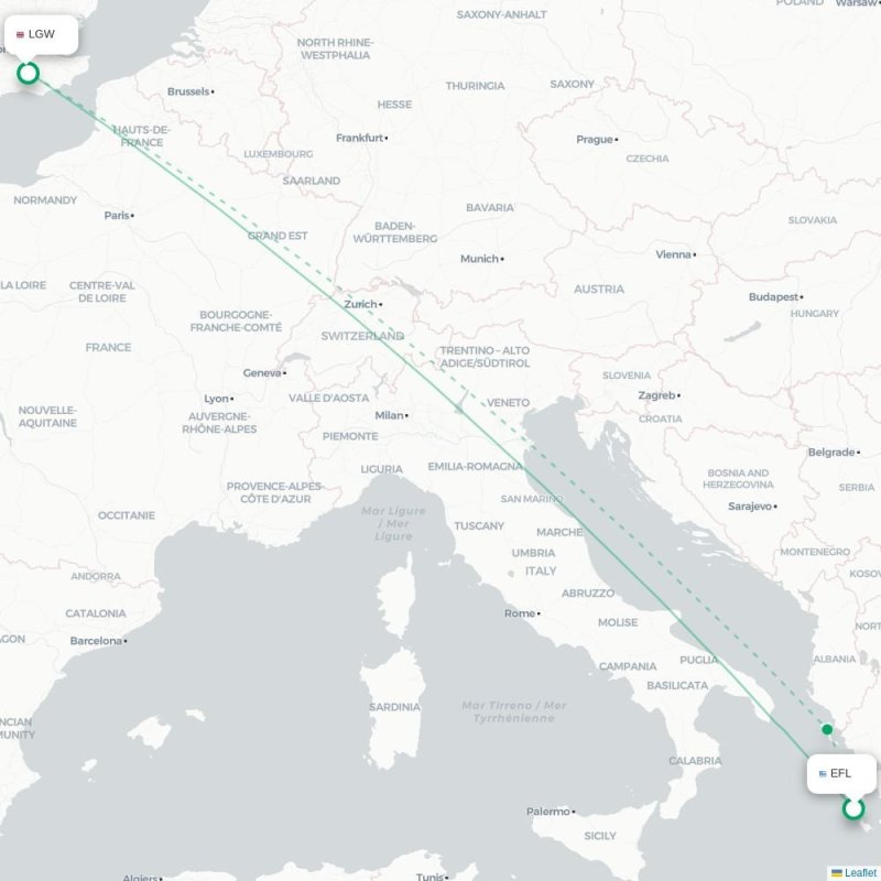 EFL - LGW route map