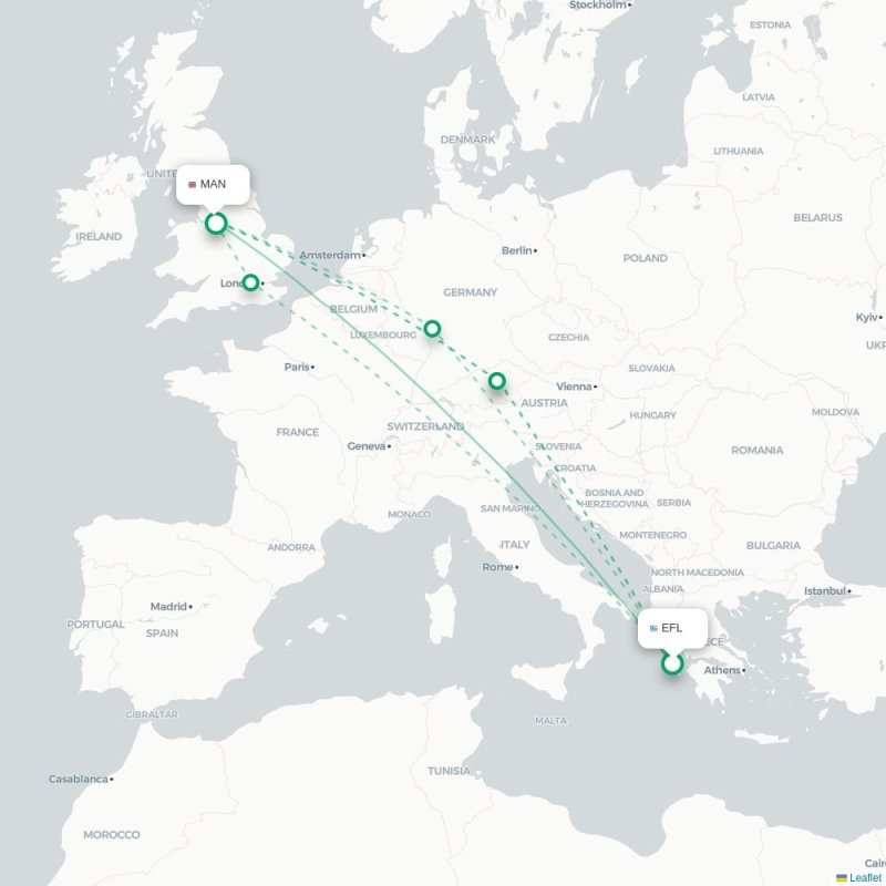 EFL - MAN route map