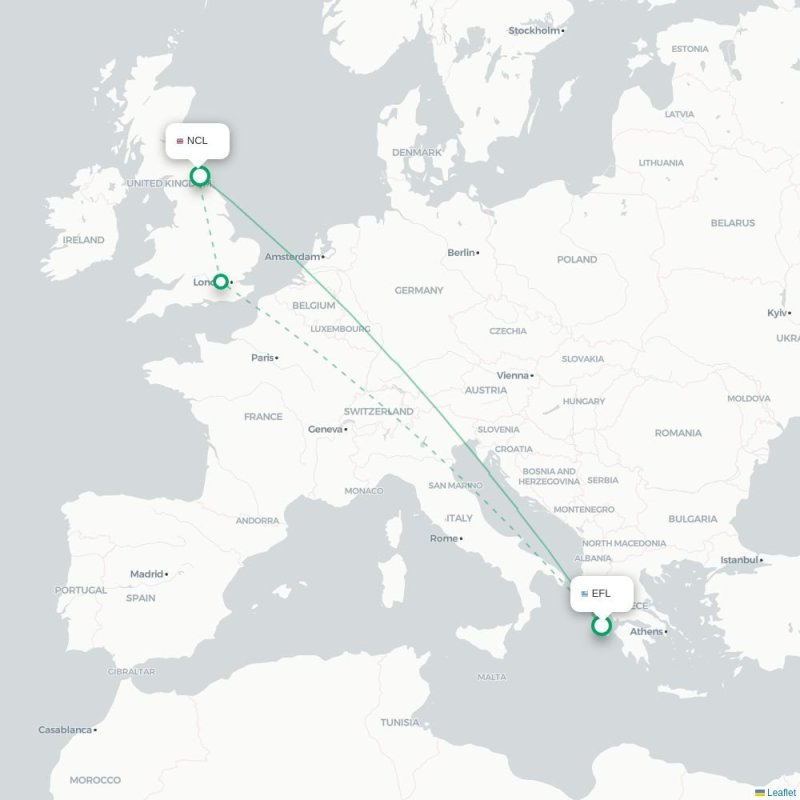 EFL - NCL route map