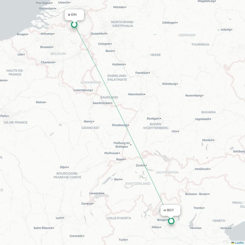 EIN - BGY route map