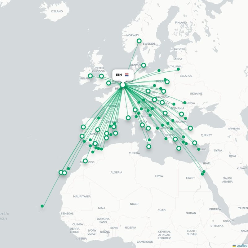 Route map Eindhoven  EIN airport