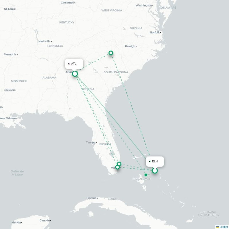 ELH - ATL route map