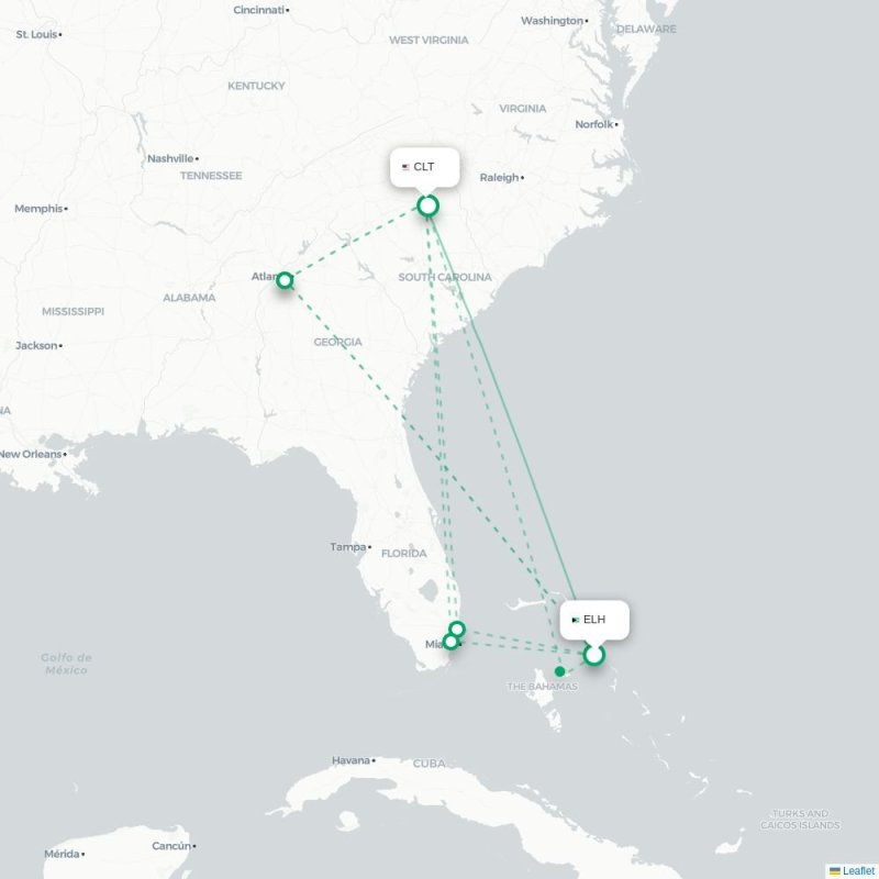 ELH - CLT route map