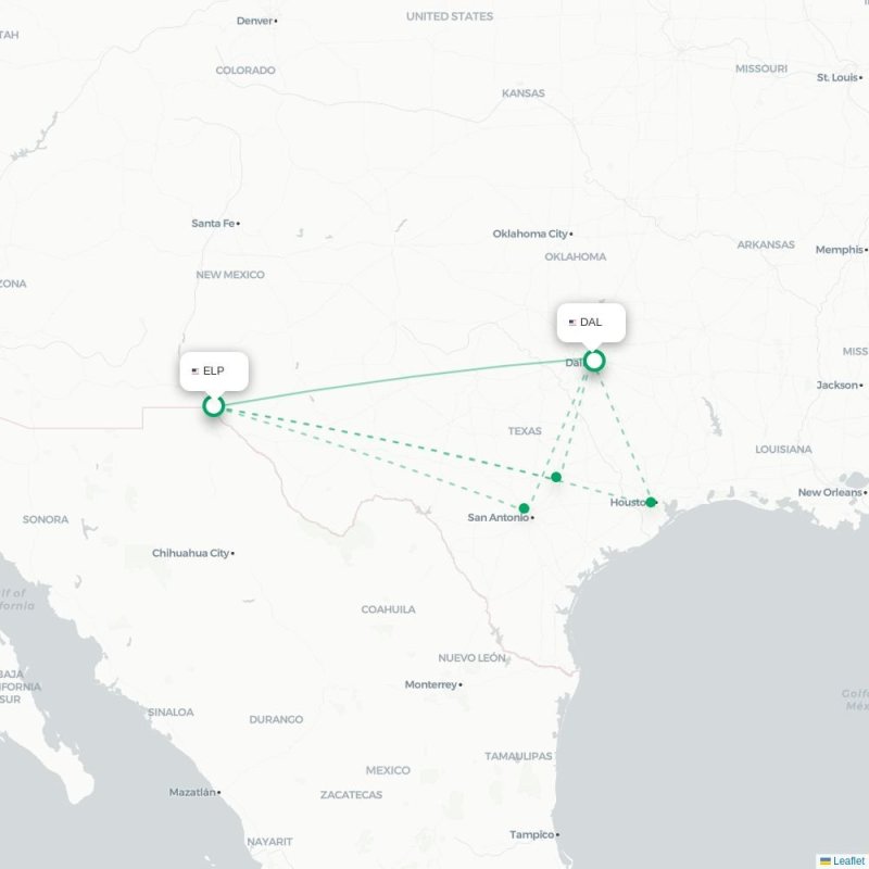 ELP - DAL route map