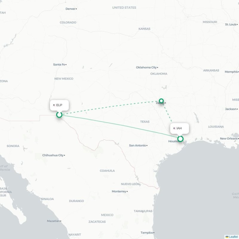 ELP - IAH route map