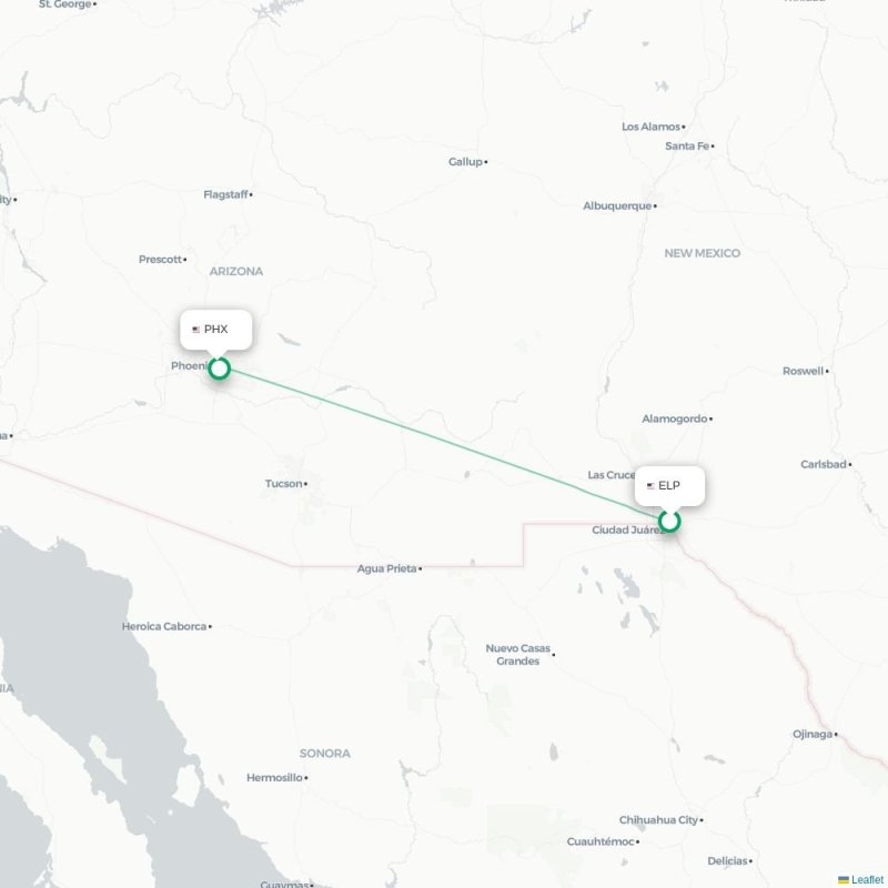 ELP - PHX route map