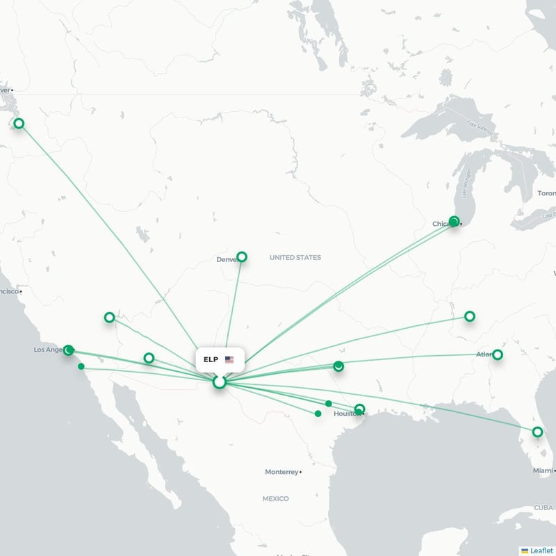 Route map El Paso  ELP airport