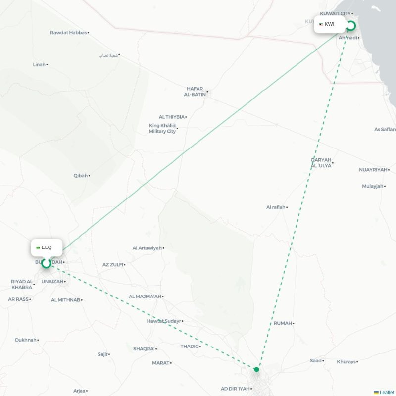 ELQ - KWI route map