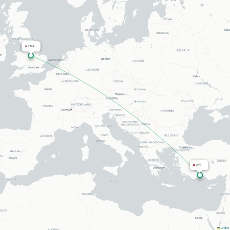 EMA - AYT route map