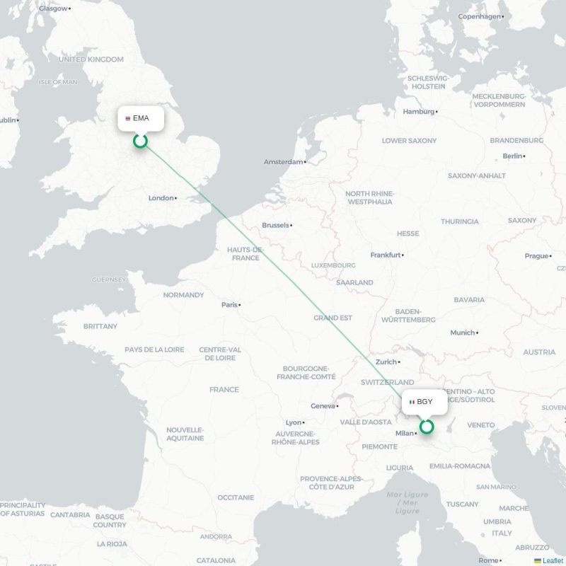 EMA - BGY route map