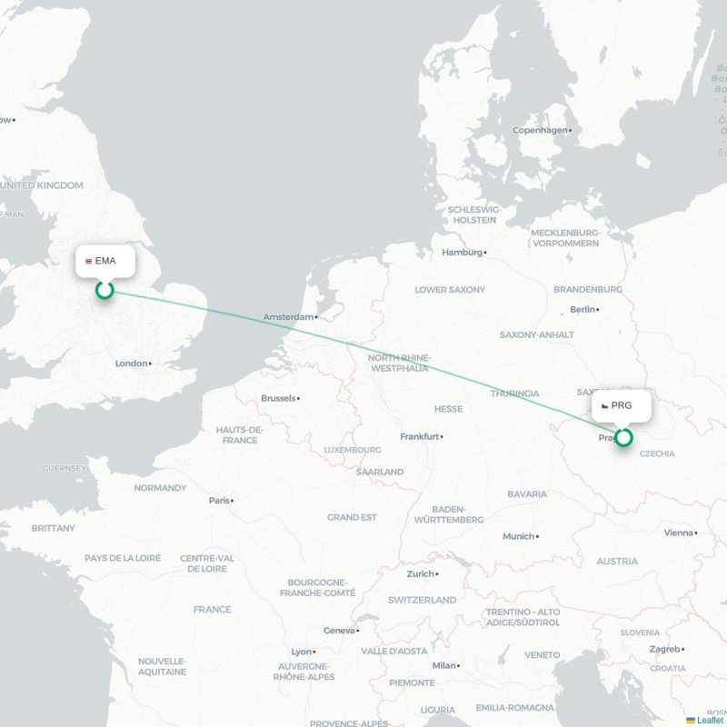 EMA - PRG route map