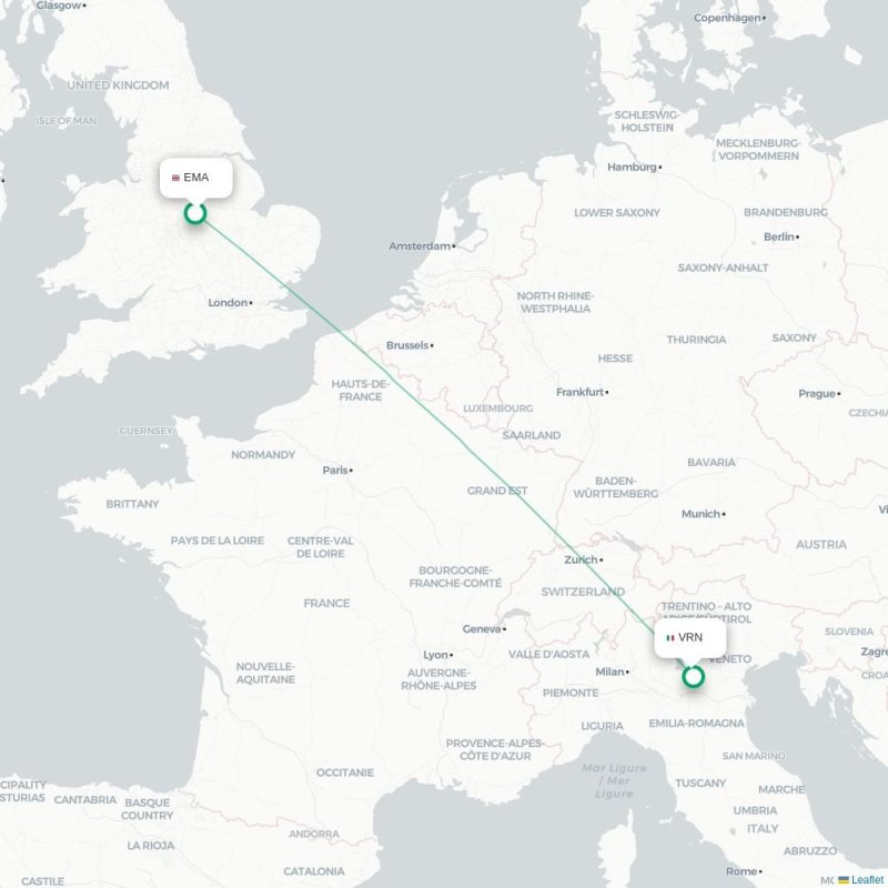 EMA - VRN route map
