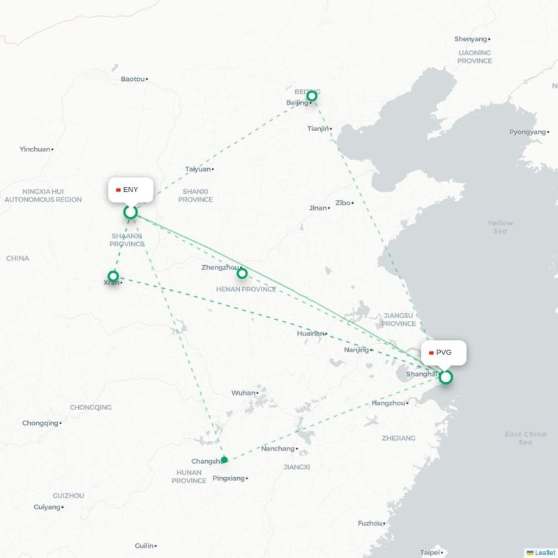 ENY - PVG route map