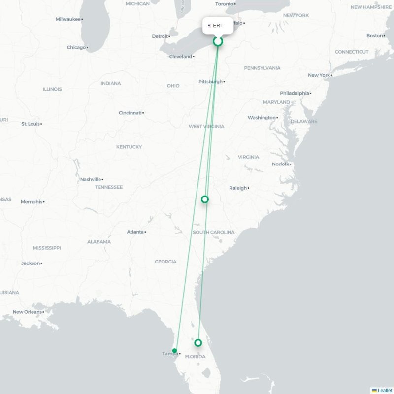 ERI - CLT route map
