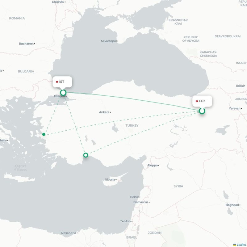 ERZ - IST route map