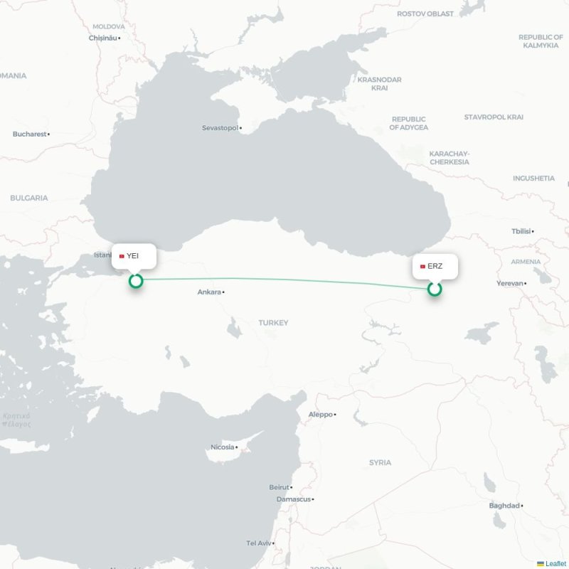 ERZ - YEI route map