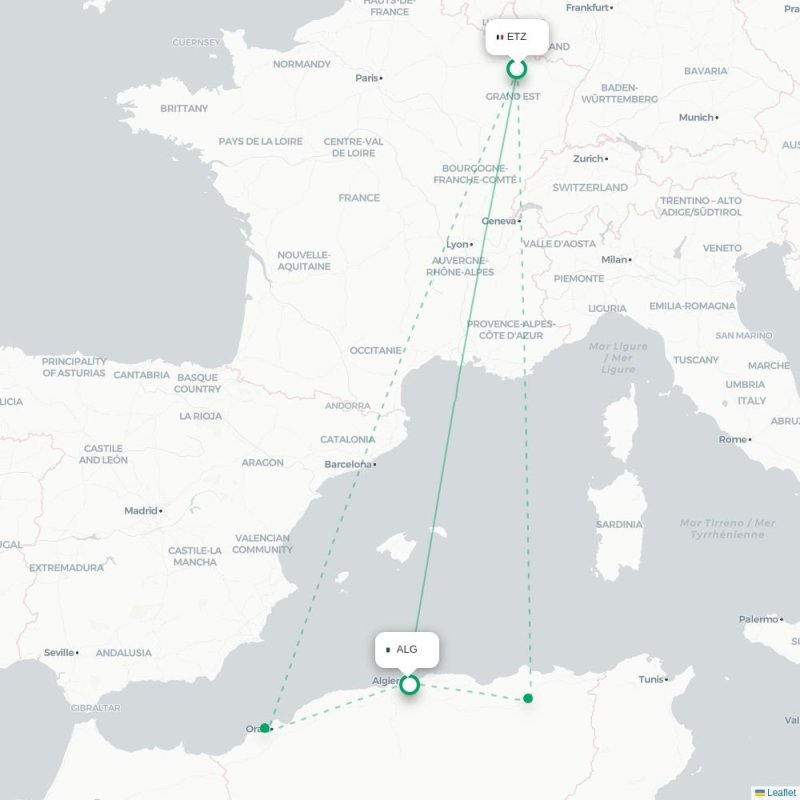 ETZ - ALG route map