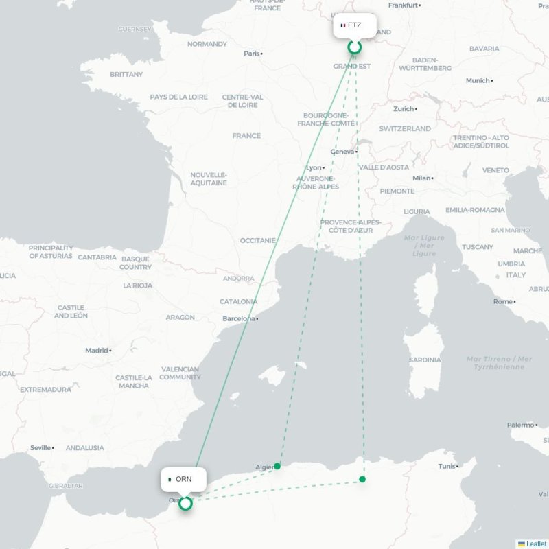 ETZ - ORN route map