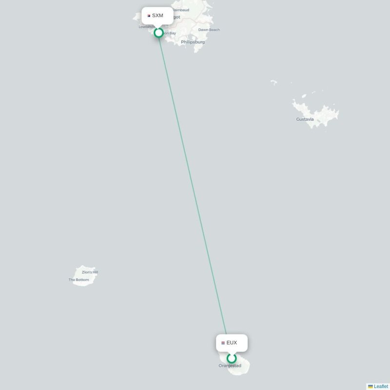 EUX - SXM route map