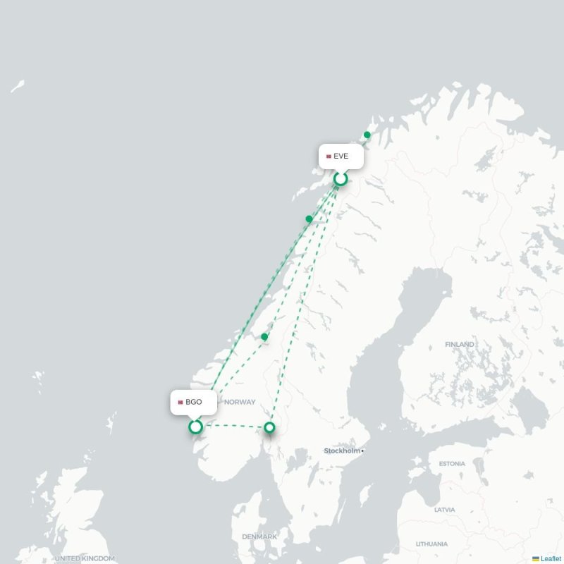EVE - BGO route map