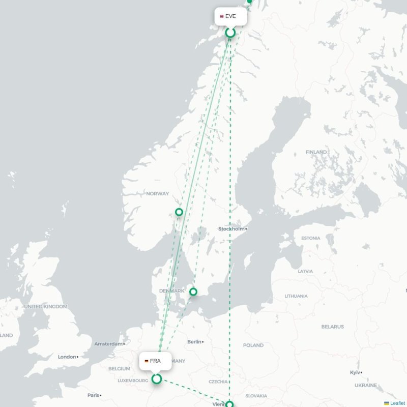 EVE - FRA route map