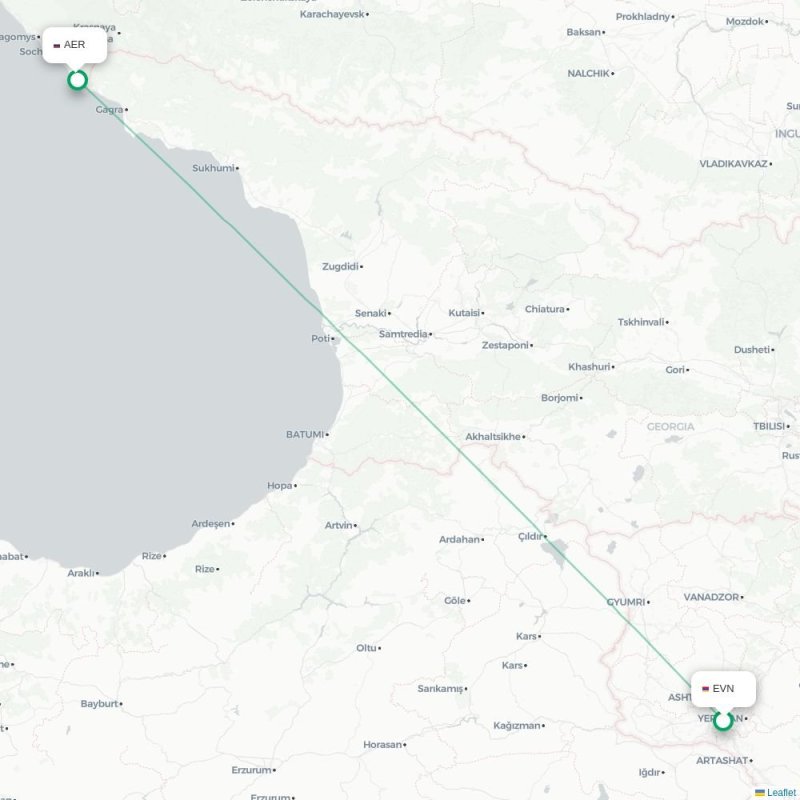 EVN - AER route map