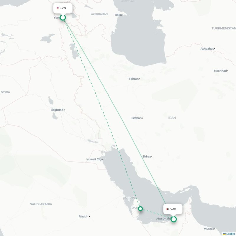 EVN - AUH route map
