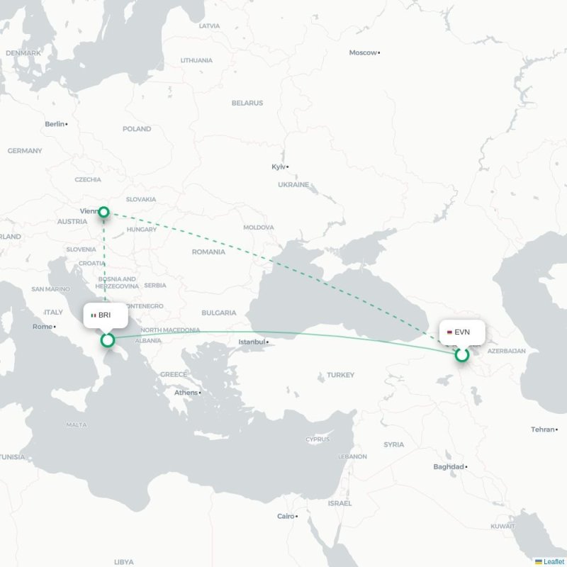 EVN - BRI route map