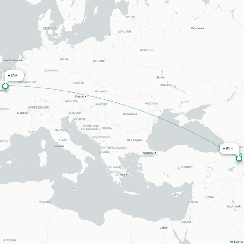 EVN - BVA route map