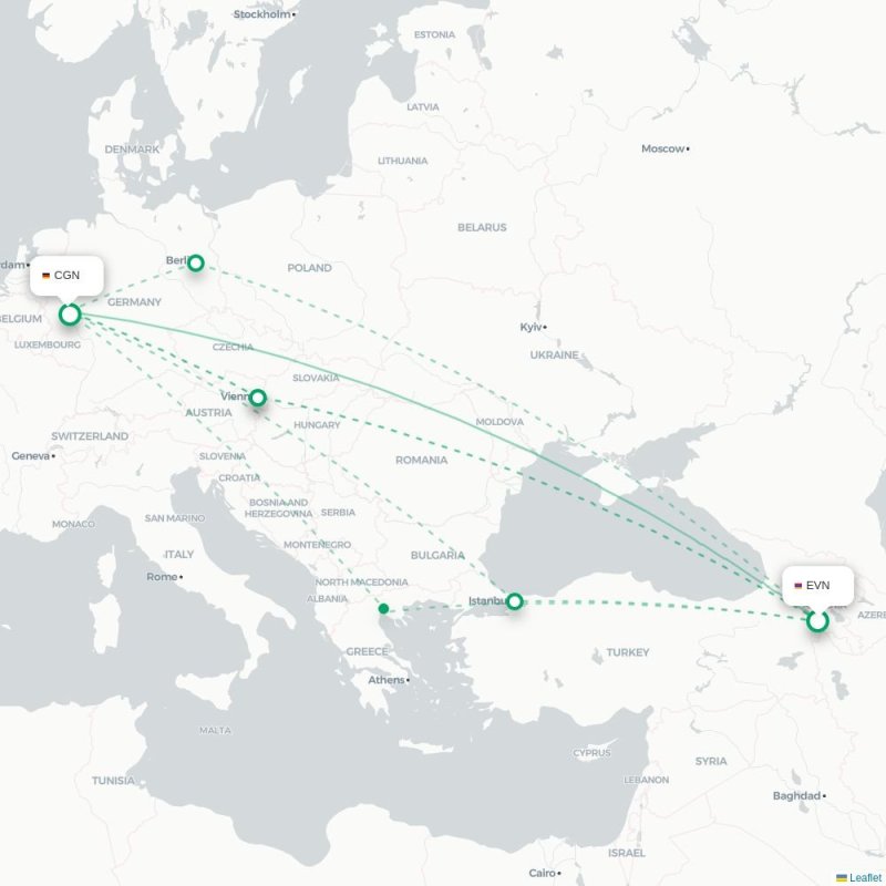 EVN - CGN route map