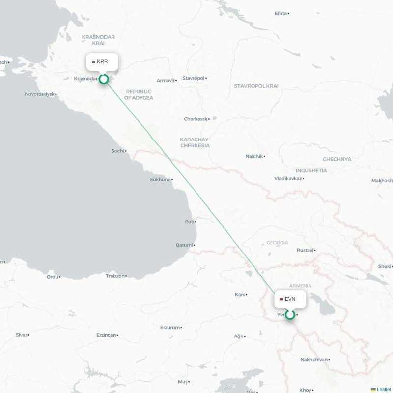 EVN - KRR route map