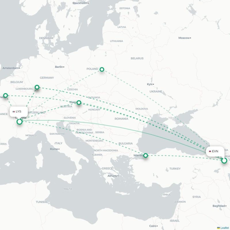 EVN - LYS route map
