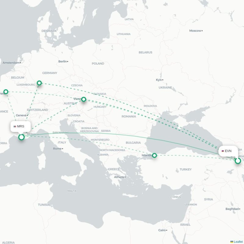 EVN - MRS route map