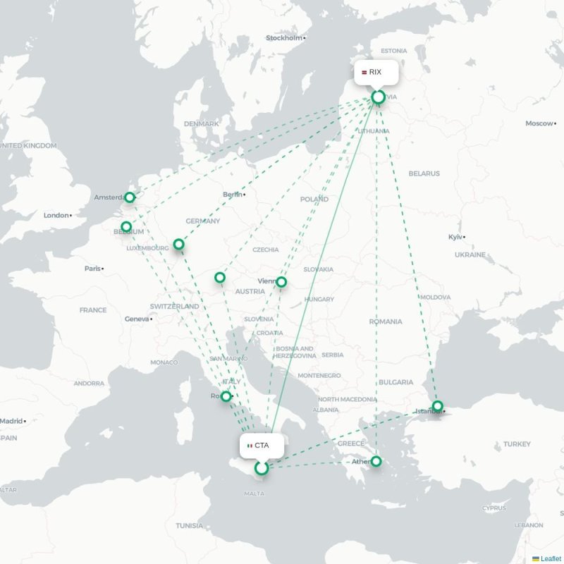 EVN - RIX route map