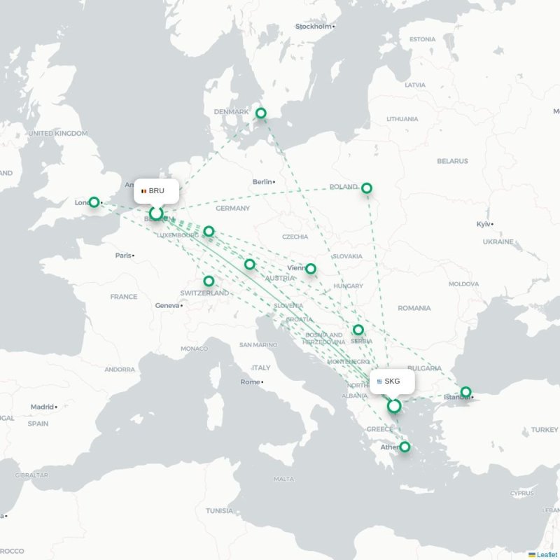 EVN - SKG route map