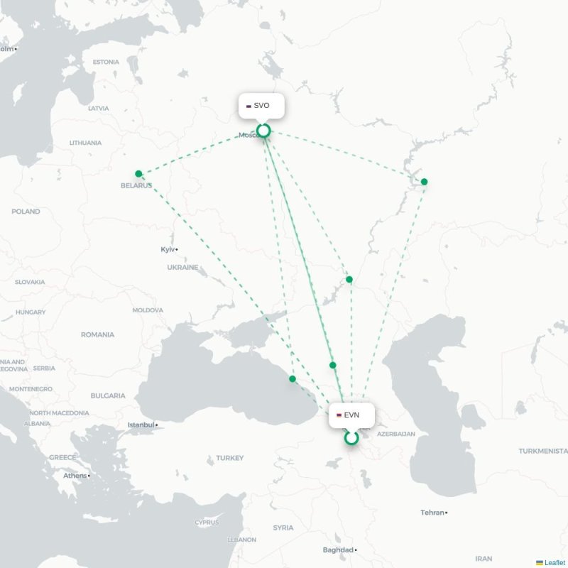 EVN - SVO route map