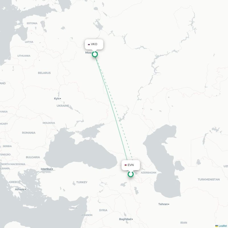 EVN - VKO route map