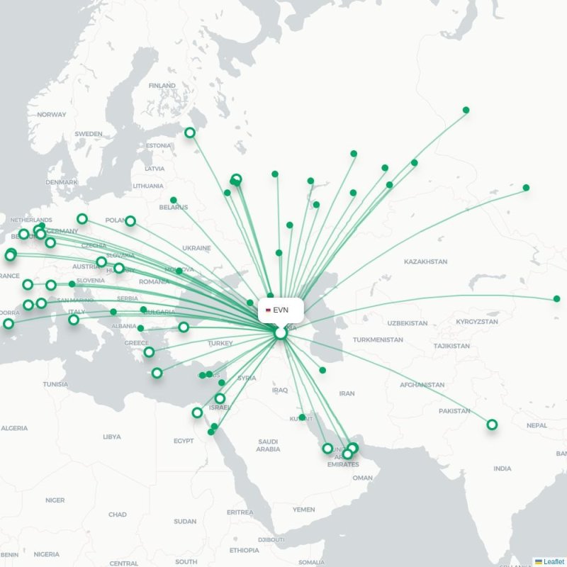 EVN - HAM route map