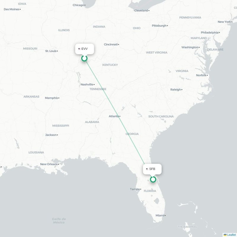EVV - SFB route map