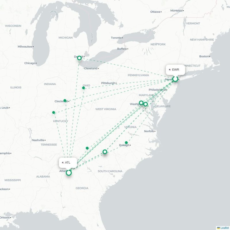 EWR - ATL route map