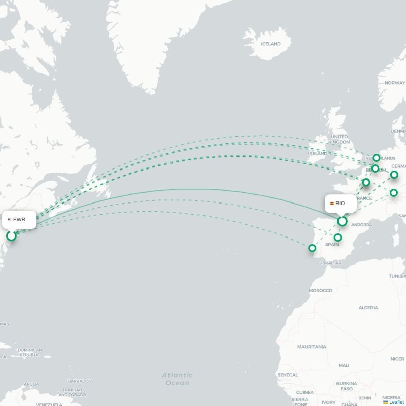 EWR - BIO route map
