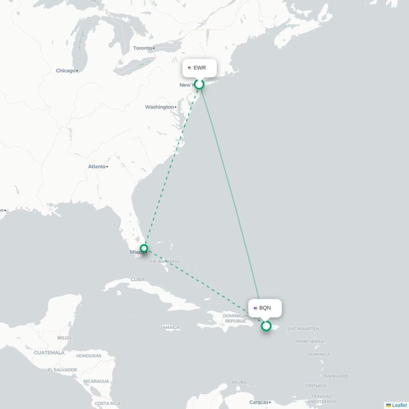 EWR - BQN route map