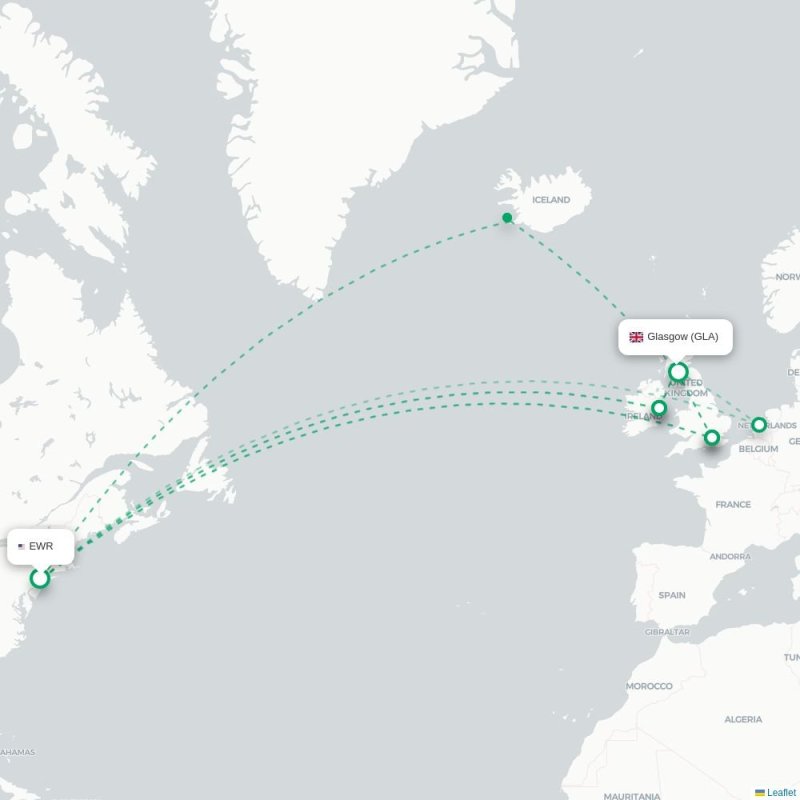 EWR - GLA route map