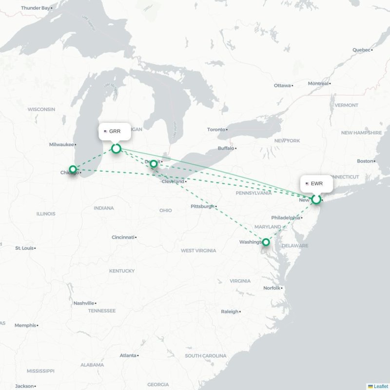 EWR - GRR route map
